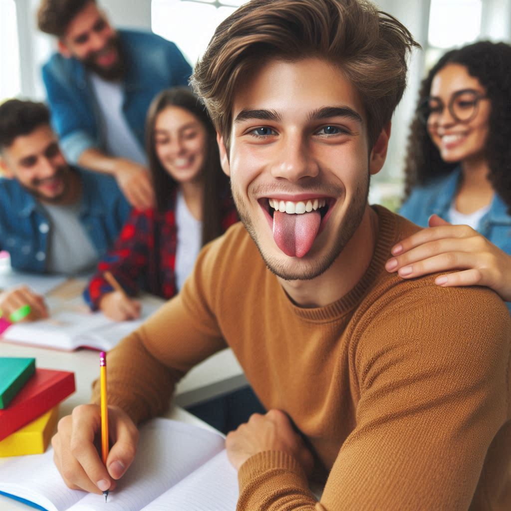 homem mostrando a lingua