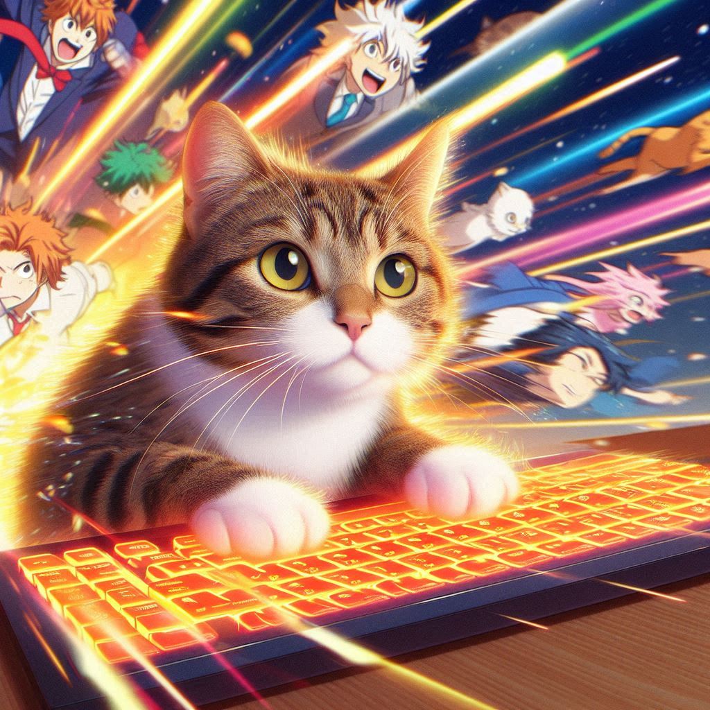 a cat typing at the speed of light! Let's practice to get to that level?